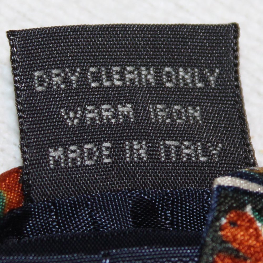 Ermenegildo Zegna 100% silk necktie green orange flower butterfly leaf Italy tie - Picture 8 of 8